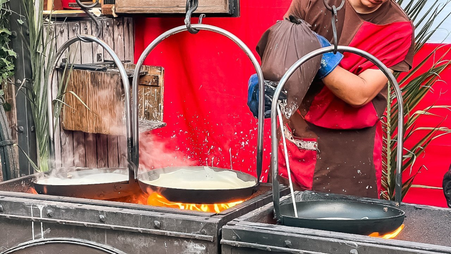 Traditional food court during Braga Romana festival, Northern Portugal