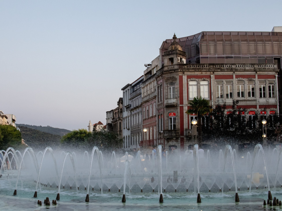 Fountain at Praça da República in Braga, Portugal