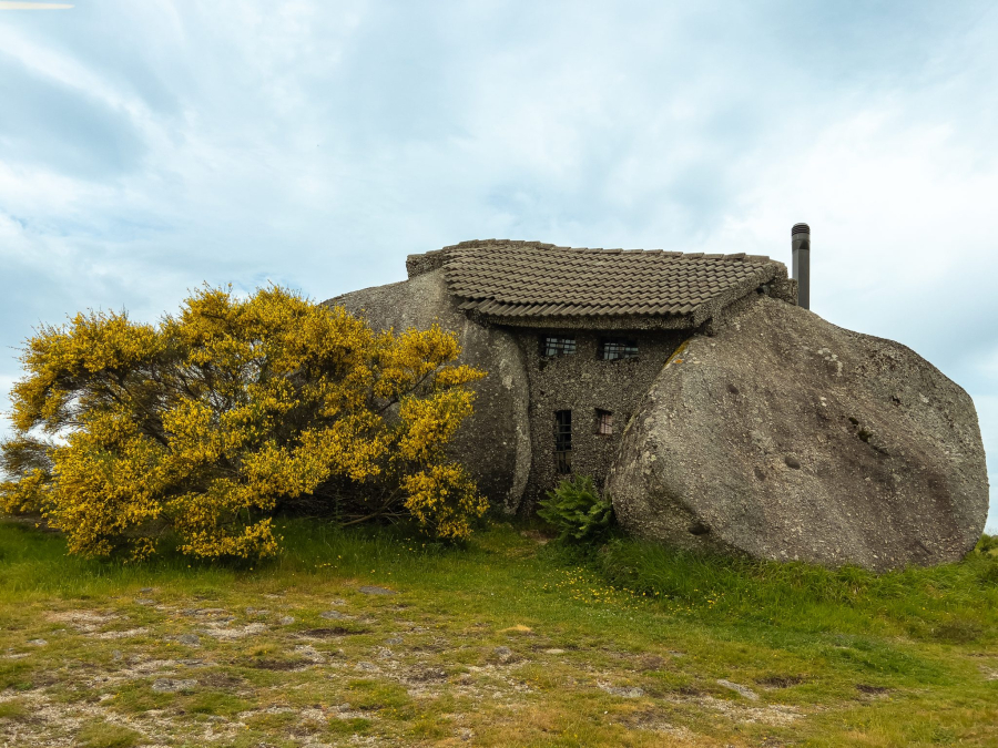 Casa do Penedo, the famous Stone House nestled between large boulders in the Fafe Mountains, Portugal