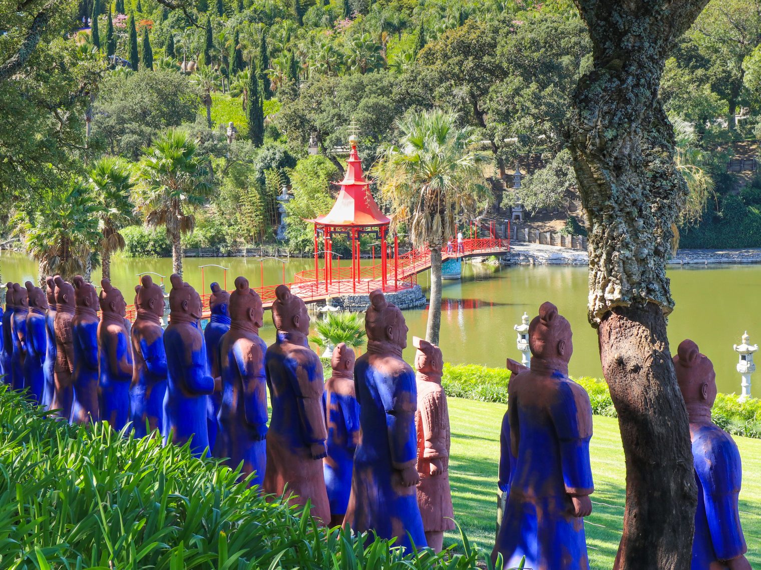 The peaceful garden area captures the essence of traditional Asian gardens