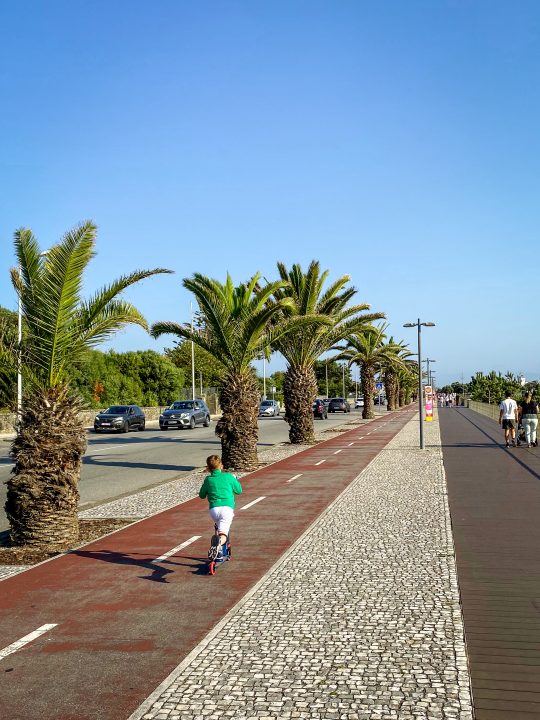 A beautiful riverside promenade runs from the town center all the way to the ocean