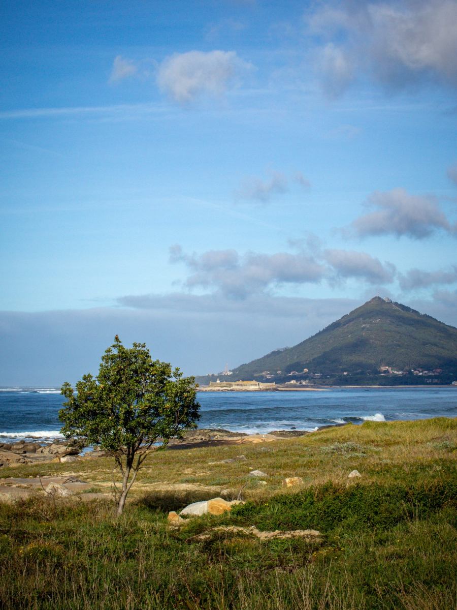 Atlantic Ocean and Santa Tecla Mountain. Moledo, Portugal.